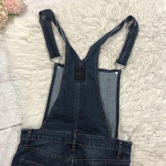 Cheap Monday Distressed Knee Dungaree Carbon Blue Denim Overalls - Picture 15 of 16